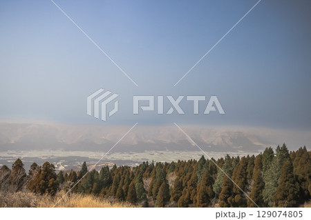 March 25 2025 Beautiful Mountainous View Overlooking Forest and Valley, Japan 129074805