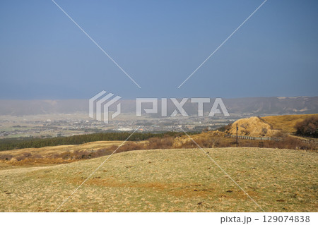 March 25 2025 Scenic Landscape with Vast Sky and Peaceful Countryside Fields, Japan 129074838
