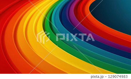 LGBTQ and diversity concept, Colorful curved lines forming a vibrant rainbow pattern. 129074983