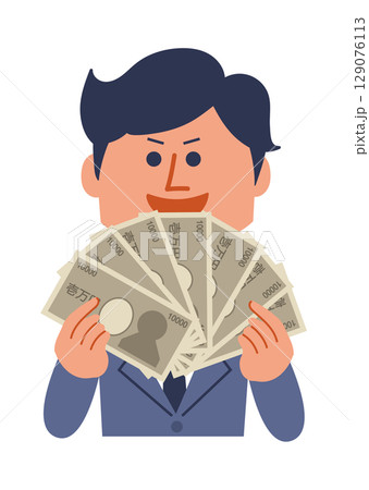 お金を手に持つ男性 129076113