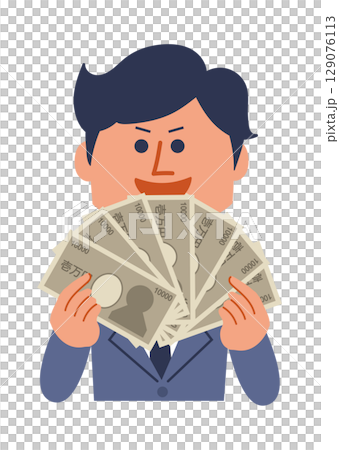 お金を手に持つ男性 129076113