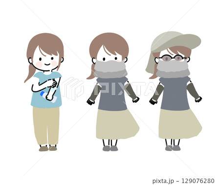 紫外線対策をする保護者 129076280