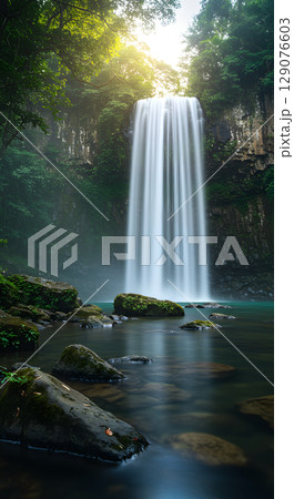 神秘な滝 129076603