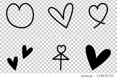 一個簡單的心形材料，以筆狀風格設置 129076725