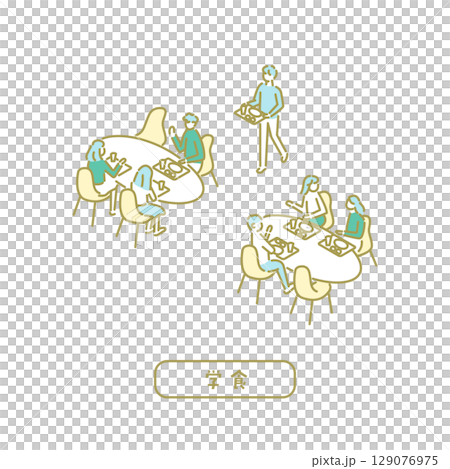 學生食堂/簡單的學生食堂插圖 129076975