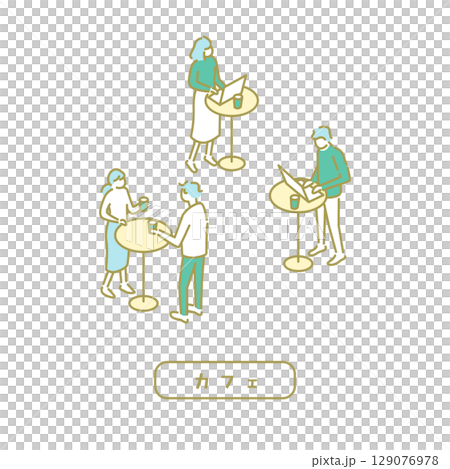 學生食堂/簡易咖啡館插畫 129076978