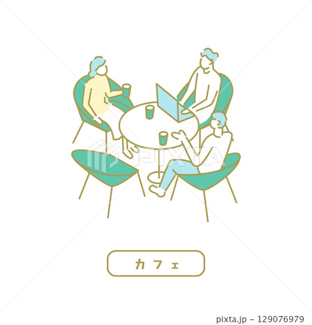 学生食堂／シンプルなカフェのイラスト 129076979