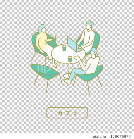 學生食堂/簡易咖啡館插畫 129076979