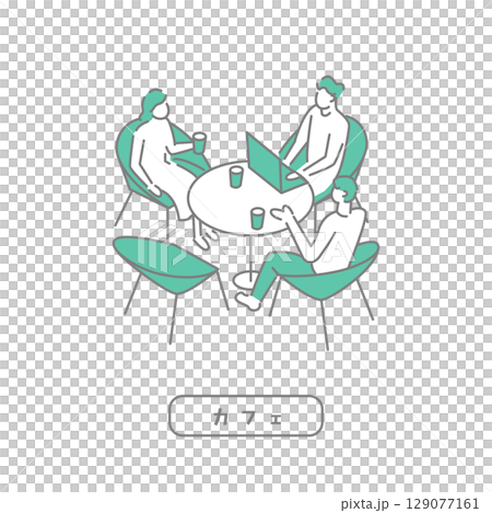 學生食堂/簡易咖啡館插畫 129077161