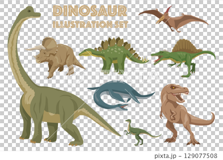 簡單的恐龍插圖集 129077508