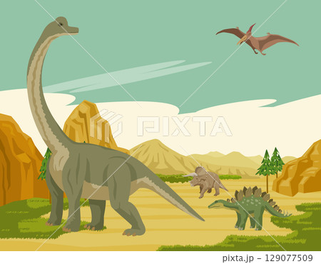 恐竜時代のイメージイラスト 129077509