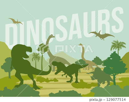 恐竜時代のシンプルなイメージイラスト 129077514