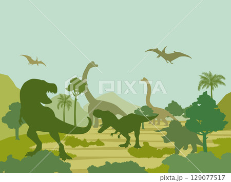 恐竜時代のシンプルなイメージイラスト 129077517