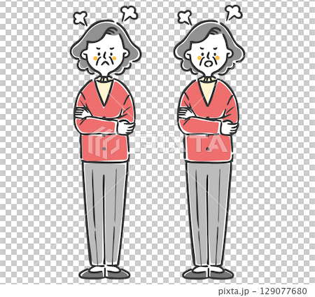 Angry senior woman whole body vector 129077680