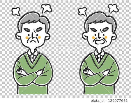 憤怒的老人上半身向量 憤怒的老人上半身向量 129077681