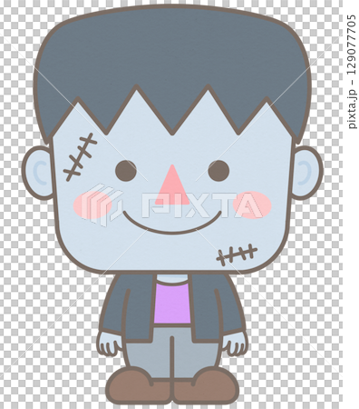 Cute happy halloween element zombie boy 129077705