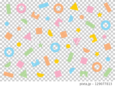 ポップで可愛いパステルカラーの図形素材 ポップで可愛いパステルカラーの図形素材 129077813