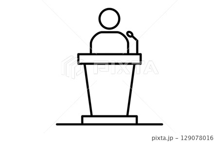 演説を行う人物の線画イラストアイコン演説を行う人物の線画イラストアイコン 129078016