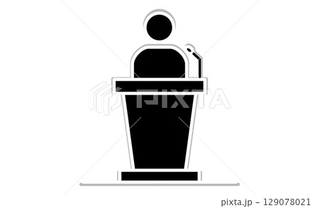 演説を行う人物の線画イラストアイコン 演説を行う人物の線画イラストアイコン 129078021
