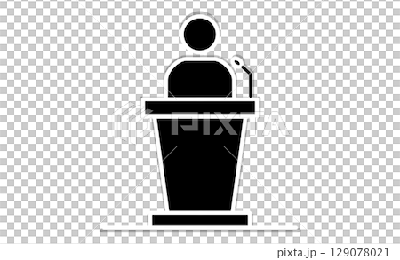 演説を行う人物の線画イラストアイコン 演説を行う人物の線画イラストアイコン 129078021