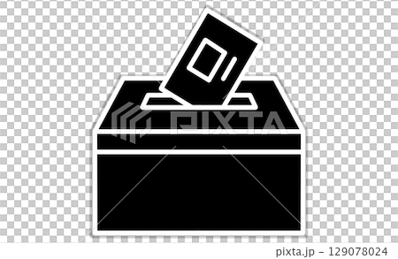 投票用紙を投票箱に入れる線画イラストアイコン 129078024