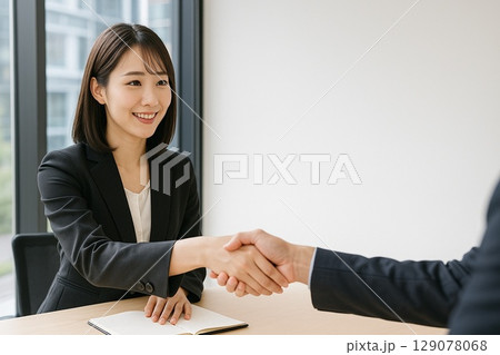 ビジネス女性の握手 – Businesswomen handshake modern office ビジネス女性の握手 – Businesswomen handshake modern office 129078068