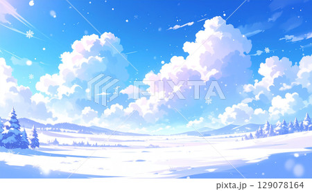 雪 風景 生成AI 背景 雪 風景 生成AI 背景 129078164