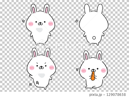 ゆる可愛いうさぎのイラストセット 129078638