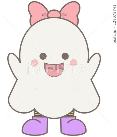 Happy halloween elements white ghost girl with ribbon Happy halloween elements white ghost girl with ribbon 129078741
