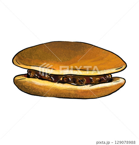 Japanese confection Dorayaki isolated color cartoon illustration  129078988