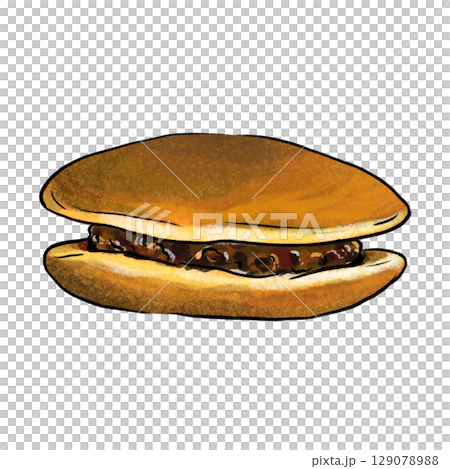 Japanese confection Dorayaki isolated color cartoon illustration  129078988