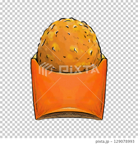 Hash Brown in paper pouch isolated cartoon illustration Hash Brown in paper pouch isolated cartoon illustration 129078993