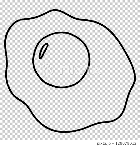 Roughly drawn line drawing of a fried egg Roughly drawn line drawing of a fried egg 129079012