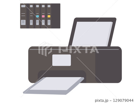 プリンターとインクのイラスト 129079044