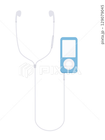 音楽プレーヤーとイヤホンのイラスト 129079045