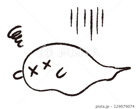 倒れているおばけの手書きイラスト 倒れているおばけの手書きイラスト 129079074