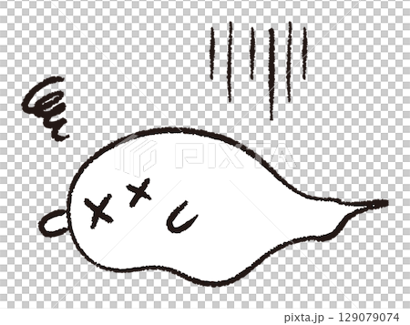 倒れているおばけの手書きイラスト 倒れているおばけの手書きイラスト 129079074