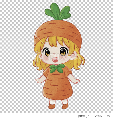 Chibi Girl in Carrot Costume 129079279