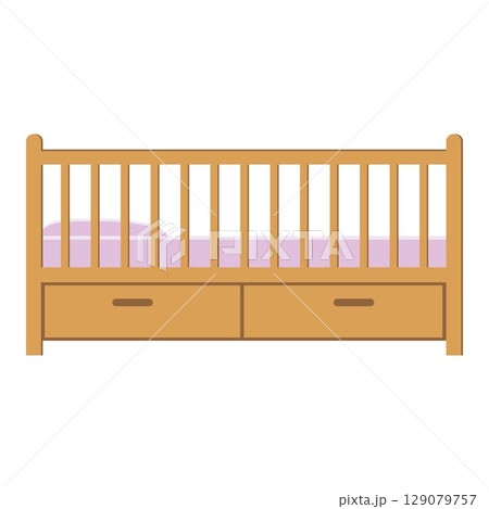 A cartoon-style cot isolated on a white background 129079757