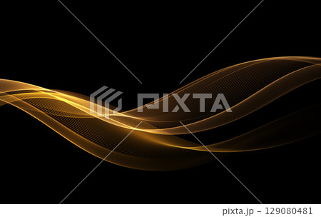 Abstract Gold motion light glow effect. Magic shiny line. 129080481