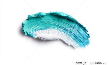 An abstract brushstroke of turquoise and white oil or acrylic paint An abstract brushstroke of turquoise and white oil or acrylic paint 129080779