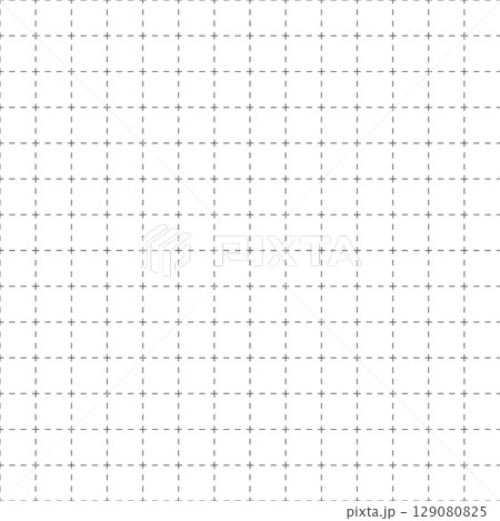 Squared dashed grid seamless pattern. Math paper notebook background. Dashed cross line texture. Squared notebook seamless pattern. Grid paper sheet. Vector illustration isolated on white background 129080825