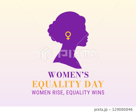 women's equality day female profile with equality sign 129080846