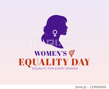 women's equality day woman profile with female icon 129080848