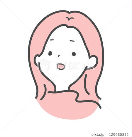 イラスト素材：思考停止した表情の女性のイラスト 129080853