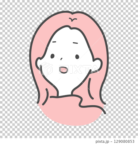イラスト素材：思考停止した表情の女性のイラスト 129080853