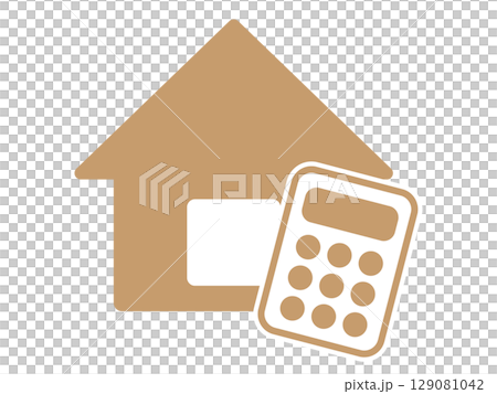 House and calculator icon (home appraisal symbol) 129081042
