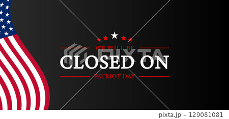 USA Flag Wave Closure Banner for Patriot Day Business Tribute 129081081