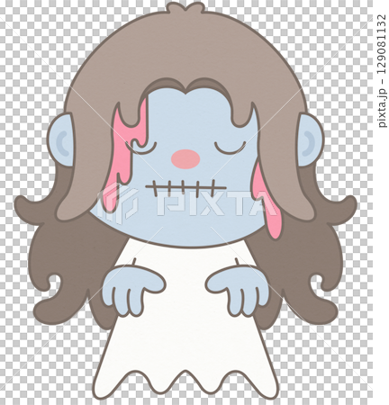 Happy Halloween cute girl in ghost fancy fashion costume 129081132