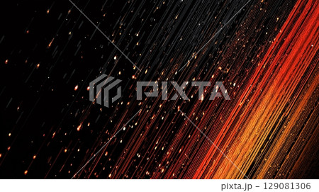 赤とオレンジのネオン、アブストラクト、黒背景 赤とオレンジのネオン、アブストラクト、黒背景 129081306